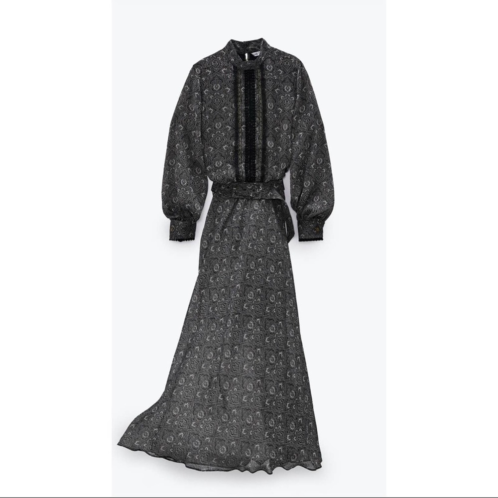 NEW ZARA LONG SLEEVE PRINT DRESS